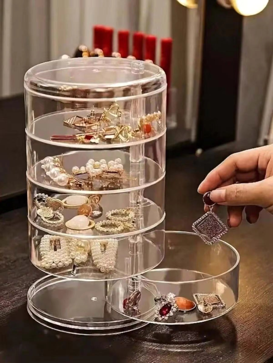 1pc Multi-Layer Rotating Jewelry Box For Earrings, Hairpins, Headbands, Hair Ties Organizing In Simple Yet Exquisite Design Back To School