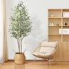ALUPSSUC Artificial Olive Tree - 4-7FT(48in-84in) Tall Faux Silk Plant With Natural Wood Trunk & Lifelike Fruits - Perfect For Modern Home, Office, Living Room Floor Decor