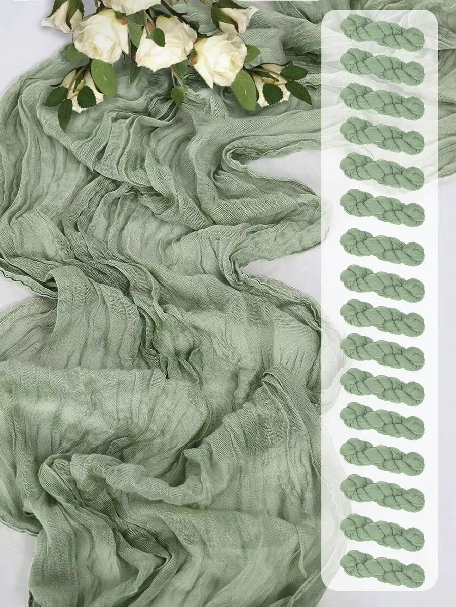 Cheesecloth Table Runner, (60/90*180/300cm) Solid Color Runner Gauze Boho Wedding Decor Romantic Table Runner For Wedding Birthday Party